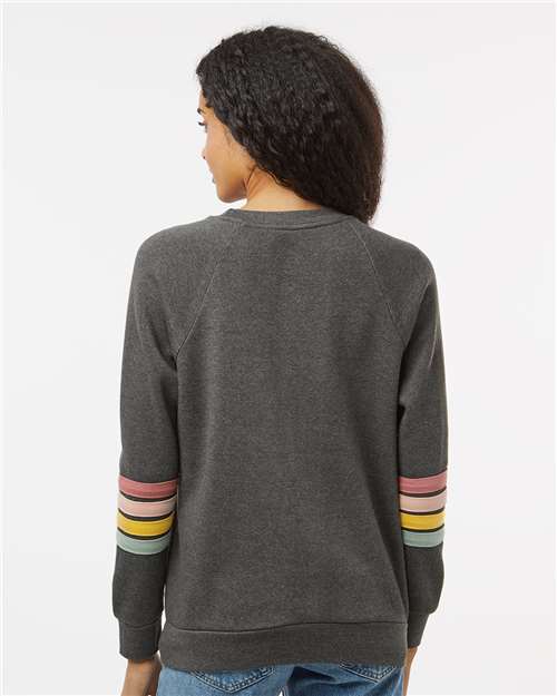 Women's Striped Sleeves Crewneck Sweatshirt - Charcoal