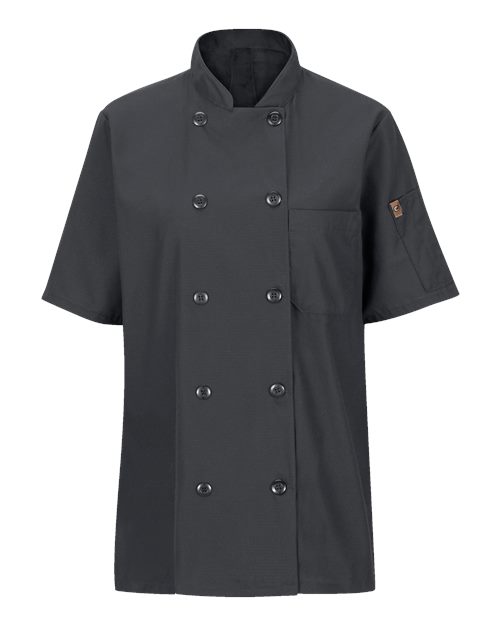 Women's Mimix™ Short Sleeve Chef Coat with OilBlok - Charcoal