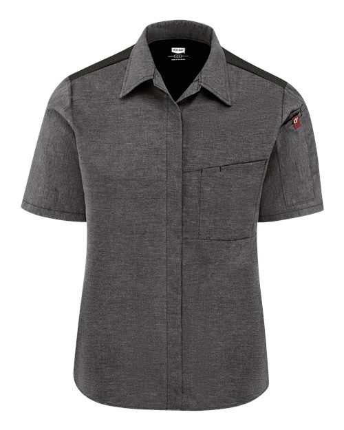 Women's Poplin Airflow Cook Shirt with OilBlok - Charcoal/ Black
