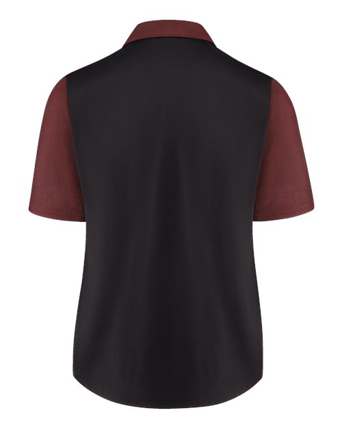 Women's Poplin Airflow Cook Shirt with OilBlok - Merlot Heather/ Black