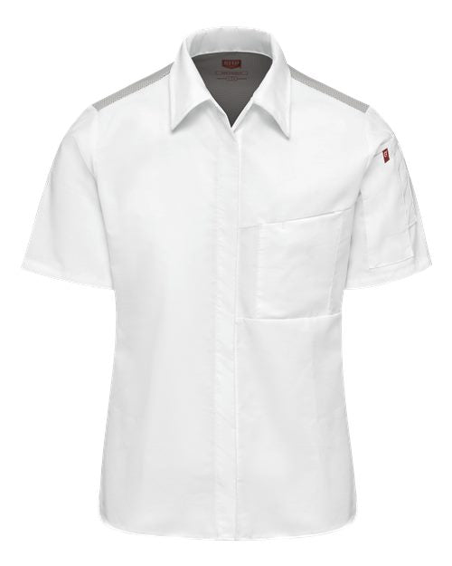 Women's Poplin Airflow Cook Shirt with OilBlok - White/ Grey