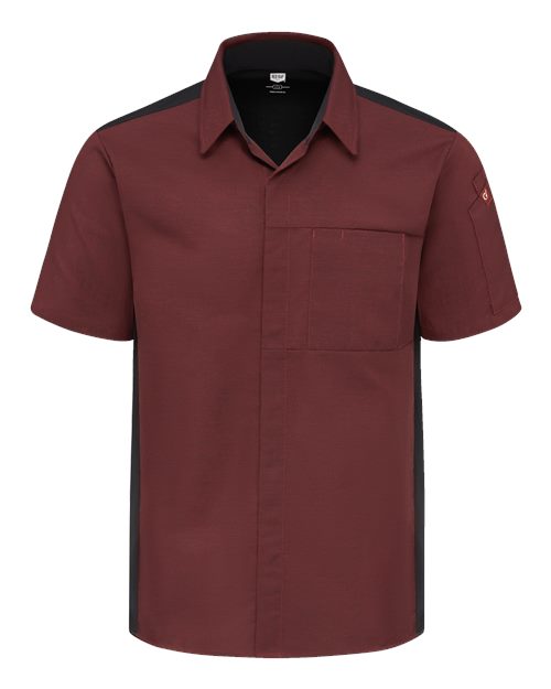Poplin Airflow Cook Shirt with OilBlok - Merlot Heather/ Black