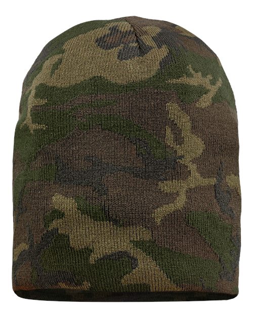8" Beanie - Green Camo