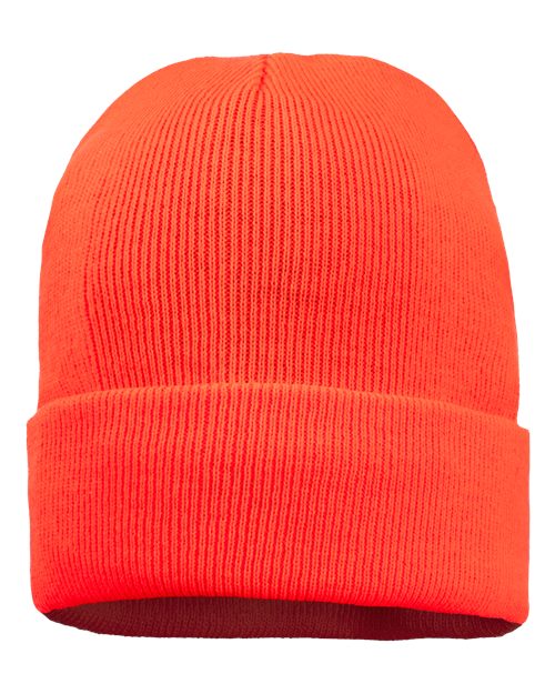 12" Fleece Lined Cuffed Beanie - Blaze Orange
