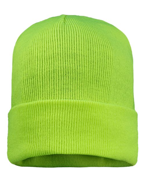 12" Fleece Lined Cuffed Beanie - Safety Yellow