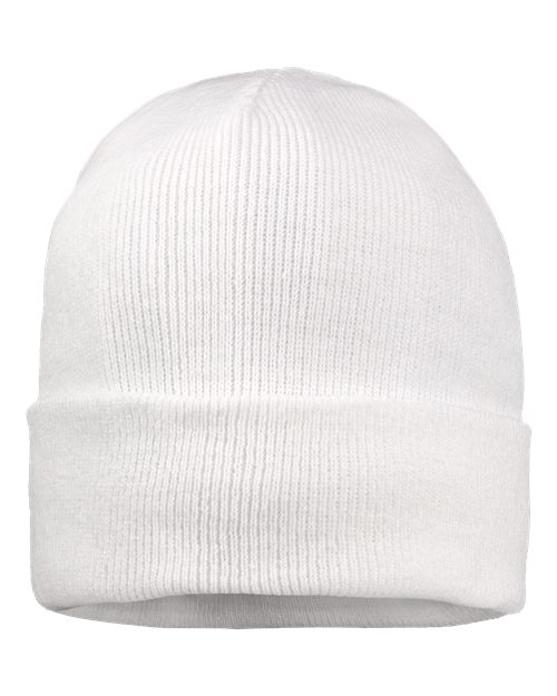 12" Fleece Lined Cuffed Beanie - White