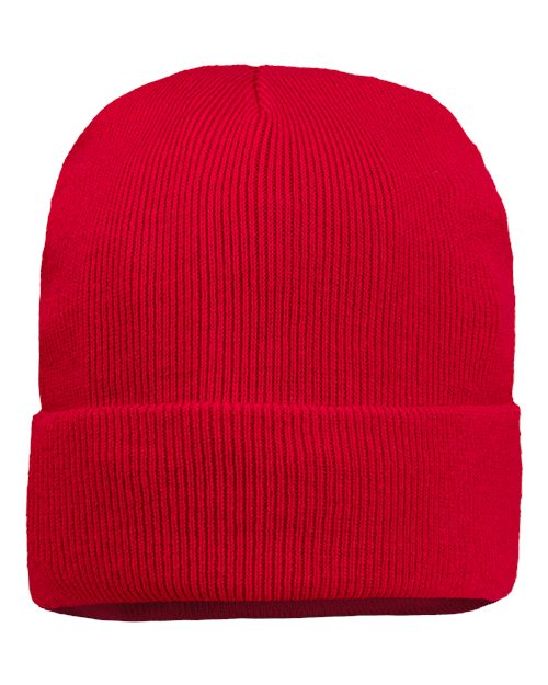 12" Jersey Lined Cuffed Beanie - Red