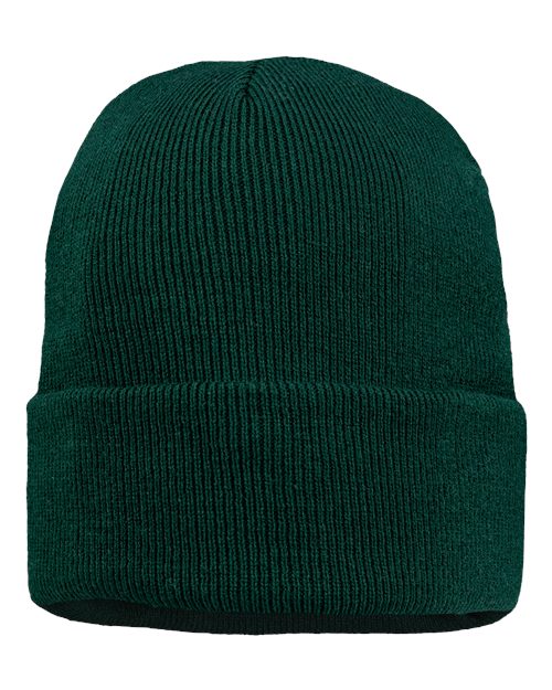 12" Jersey Lined Cuffed Beanie - Forest Green