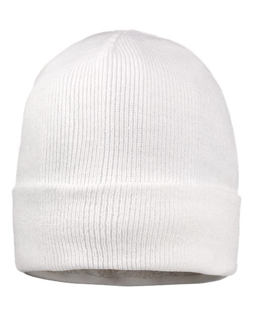 12" Sherpa Lined Cuffed Beanie - White