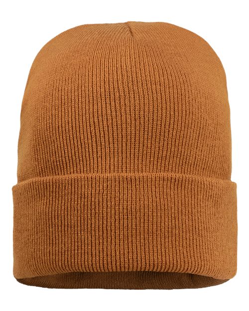 12" Sherpa Lined Cuffed Beanie - Coyote Brown