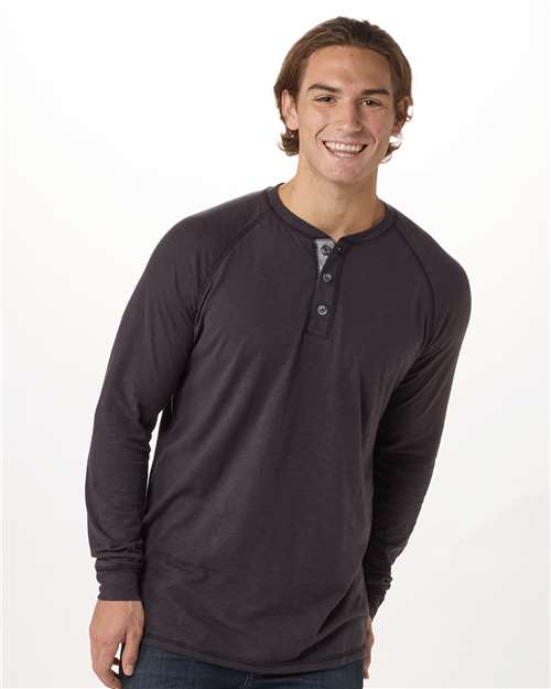 Unisex Henley Long Sleeve T-Shirt - Black
