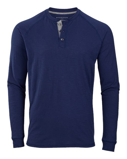 Unisex Henley Long Sleeve T-Shirt - Navy
