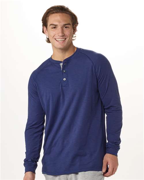 Unisex Henley Long Sleeve T-Shirt - Navy
