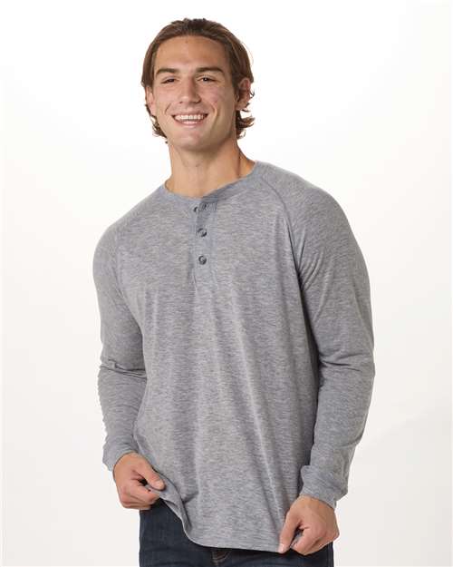 Unisex Henley Long Sleeve T-Shirt - Oxford Heather