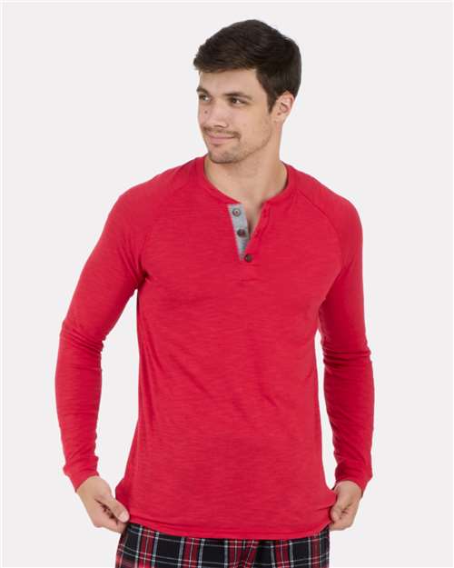 Unisex Henley Long Sleeve T-Shirt - True Red