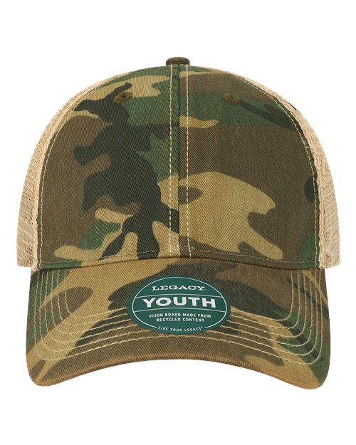 Youth Old Favorite Trucker Cap - Army Camo/ Khaki