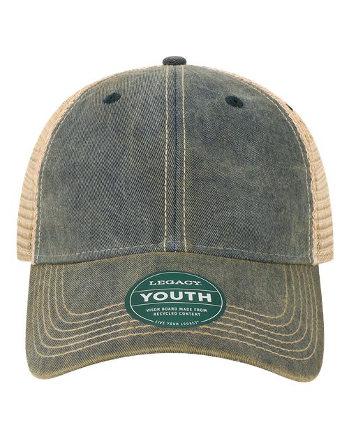 Youth Old Favorite Trucker Cap - Navy/ Khaki