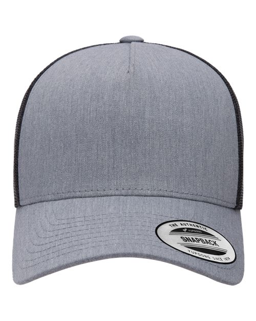 Five-Panel Retro Trucker Cap - Heather/ Black