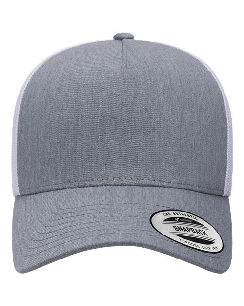Five-Panel Retro Trucker Cap - Heather/ White