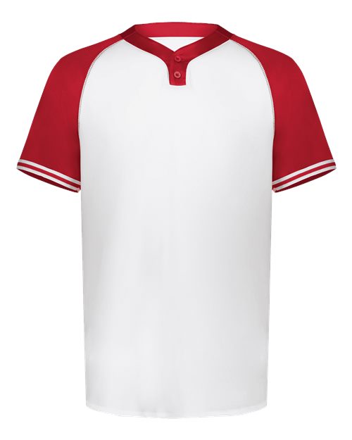 Youth Cutter Henley Jersey - White/ Scarlet