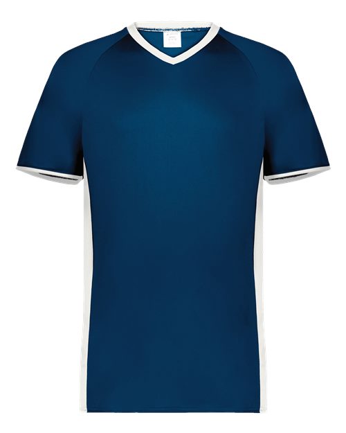 Youth Cutter V-Neck Jersey - Navy/ White