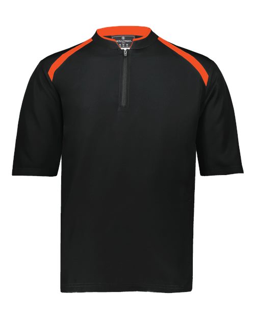 Men's Clubhouse Short Sleeve Quarter-Zip Pullover - Black/ Orange