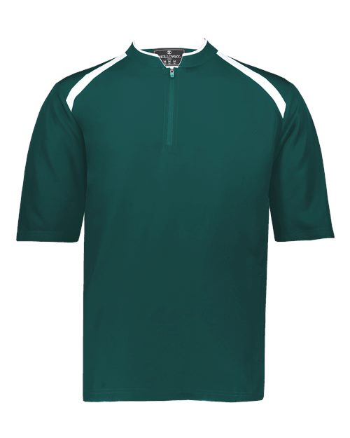 Men's Clubhouse Short Sleeve Quarter-Zip Pullover - Dark Green/ White