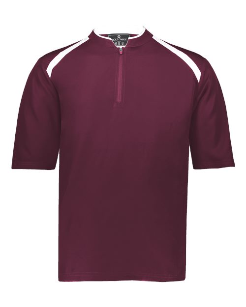 Men's Clubhouse Short Sleeve Quarter-Zip Pullover - Maroon/ White