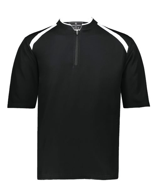 Youth Clubhouse Short Sleeve Quarter-Zip Pullover - Black/ White