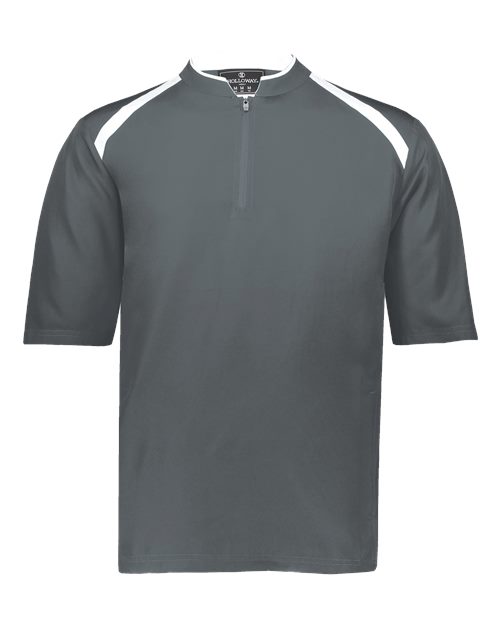 Youth Clubhouse Short Sleeve Quarter-Zip Pullover - Graphite/ White
