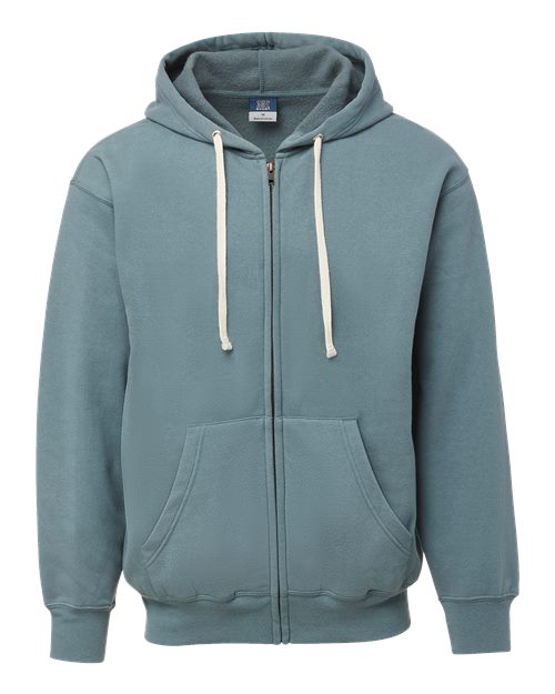 Unisex Vintage Fleece Full-Zip Hooded Sweatshirt - Marine
