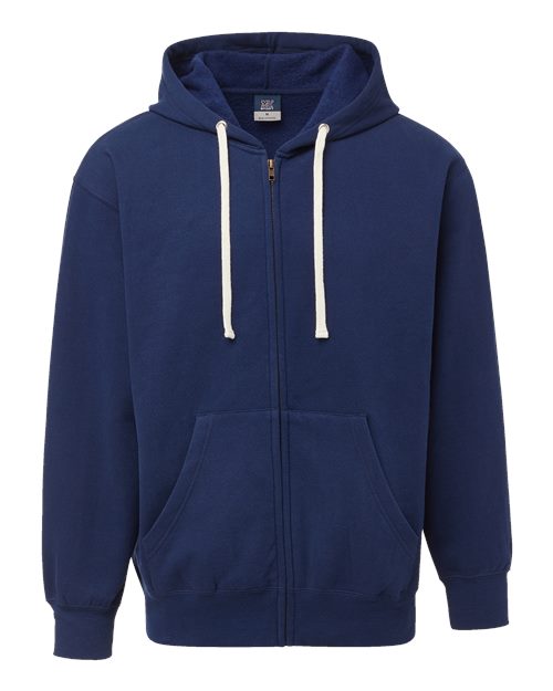 Unisex Vintage Fleece Full-Zip Hooded Sweatshirt - Vintage Blue