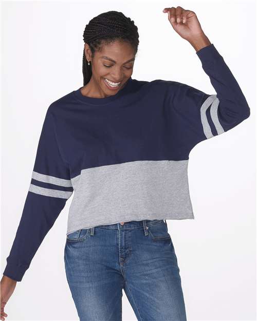 Women's Crop Retro Jesery - Navy/ Oxford