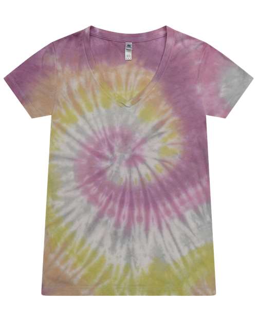 Women's Tie-Dyed V-Neck T-Shirt - Desert Rose
