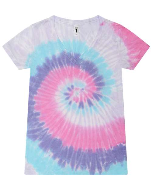 Women's Tie-Dyed V-Neck T-Shirt - Unicorn