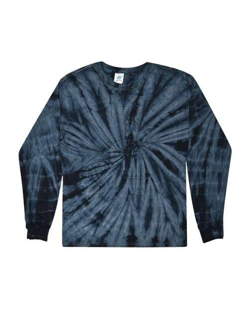 Unisex Tie-Dyed Long Sleeve T-Shirt - Spider Navy