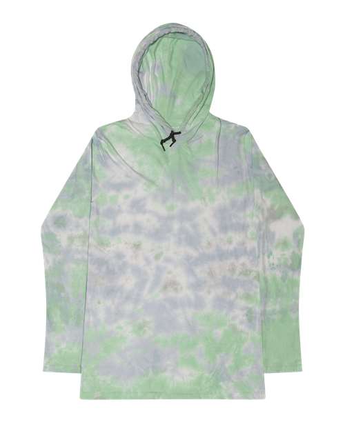 Unisex Tie-Dyed Hooded Long Sleeve T-Shirt - Slushy