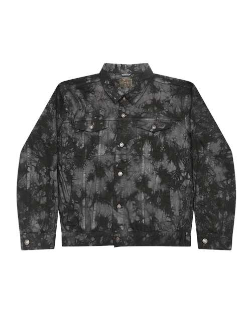 Unisex Tie-Dyed Denim Jacket - Black Crinkle