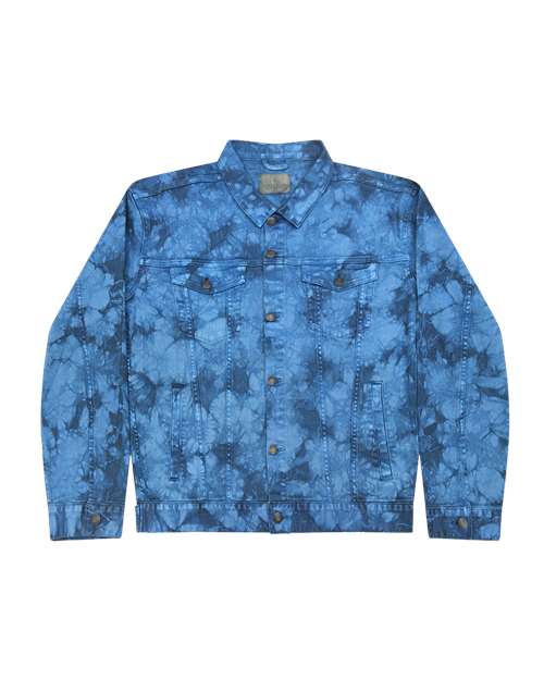 Unisex Tie-Dyed Denim Jacket - Blue Crinkle