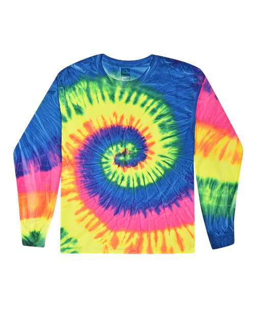 Youth Tie-Dyed Long Sleeve T-Shirt - Neon Rainbow