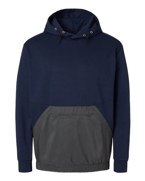 Unisex Mixed Media Hooded Sweatshirt - Navy/ Charcoal