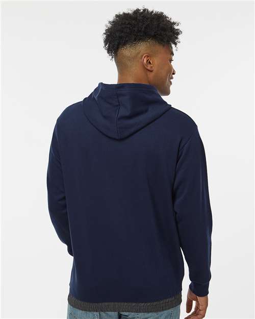 Unisex Mixed Media Hooded Sweatshirt - Navy/ Charcoal