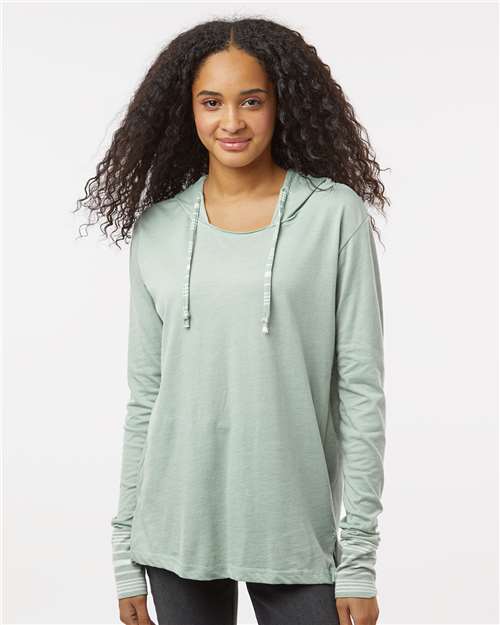 Women's Heathered Jersey Hooded Tunic - Greenstone