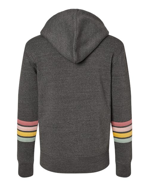 Women's Striped Sleeves Full-Zip Hooded Sweatshirt - Charcoal