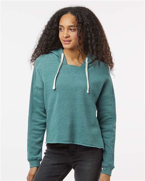 Women's Angel Fleece Crop Hooded Sweatshirt - Mallard Green