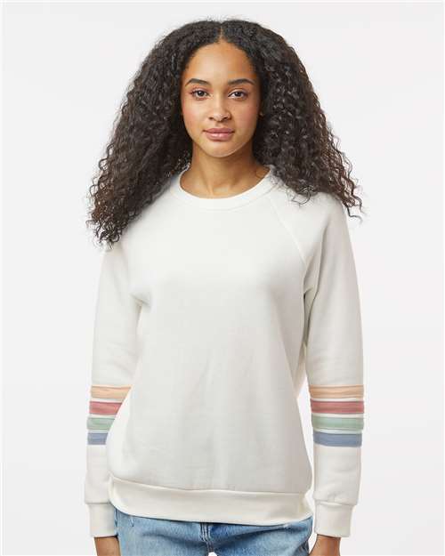 Women's Striped Sleeves Crewneck Sweatshirt - Ivory