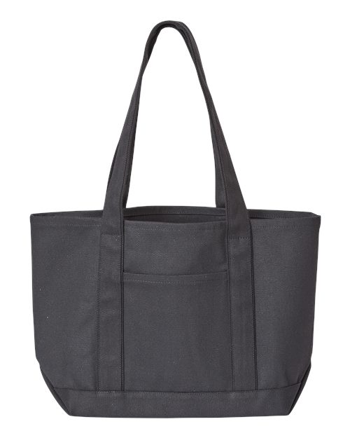 Windward Large Cotton Canvas Classic Resort Tote - Black/ Black