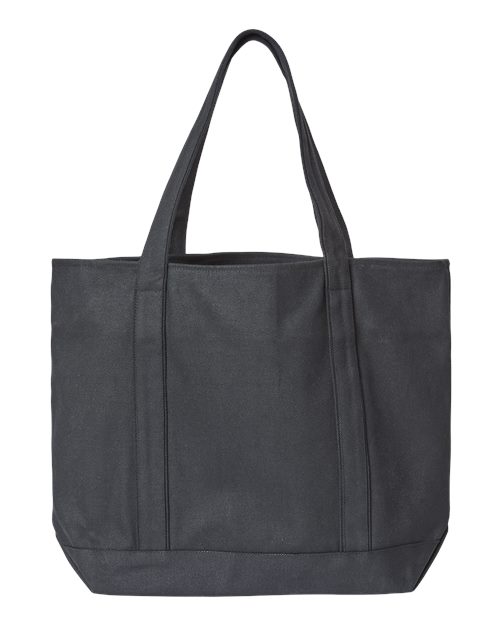 XL Zippered Cotton Canvas Resort Tote - Black/ Black