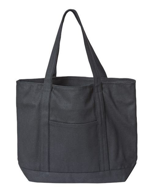 XL Zippered Cotton Canvas Resort Tote - Black/ Black