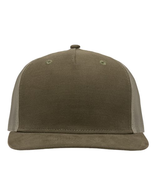 Modern Five-Panel Trucker Fit Cap - Dark Olive Green/ Khaki